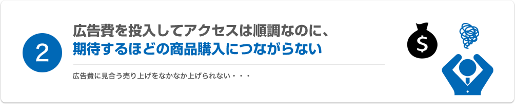 広告費を投入してアクセスは順調なのに、期待するほどの商品購入につながらない